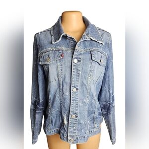Distressed "Seven7" premium denim jacket euc